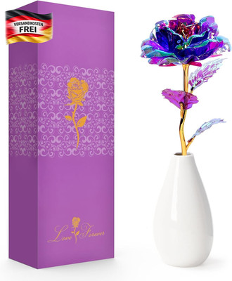 Künstliche Rose mit Vase Geschenk für Muttertag Valentinstag Geburtstag Mama
