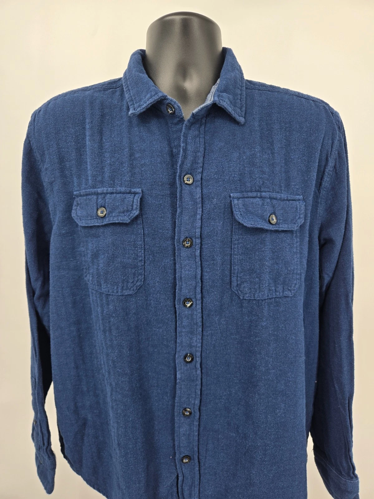 Woolrich Flannel Shirt 2XL Blue Pocket Chamois Outdoor Hiking Fishing Men XXL