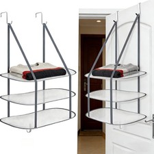 2PCS Sweater Drying Rack Door Hanging Collapsible 3-Tier Mesh Laundry Rack