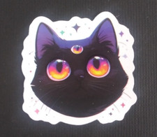 Beautiful Galaxy Night Sky Kitty Cat Sticker 1.58" D 
