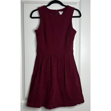 J.Crew Womens Daybreak Burgundy Cotton Slub Sleeveless Fit and Flare Dress XS