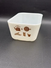 VTG PYREX 6.5x4” Early American White Brown Small Loaf Pan 1.5 Pint Oven Ware