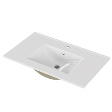 32-Inch White Ceramic Bathroom Sink, Fits 32-Inch Vanity,Pre-Drilled Faucet Hole