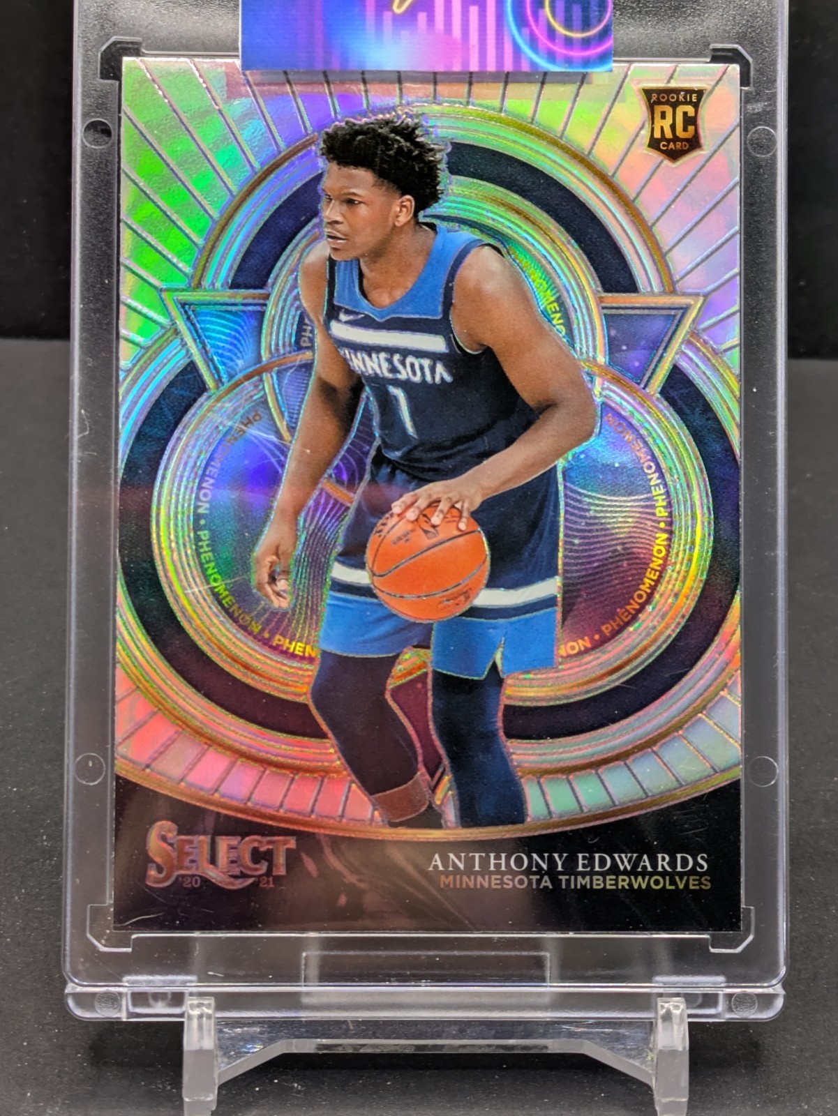 2020-21 Panini Select Anthony Edwards Phenomenon Silver Prizm Rookie Card SP