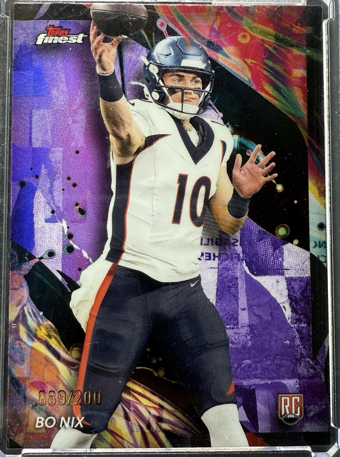 2024 Topps Finest - Uncommon Bo Nix #163 Purple Refractor /200 (RC)