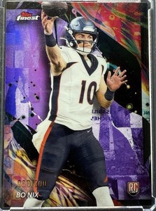 2024 Topps Finest - Uncommon Bo Nix #163 Purple Refractor /200 (RC)