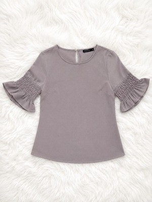 Mikarose NWT Lavender Blouse XS Ruffle Sleeve Boutique Top Modest Chic Boho
