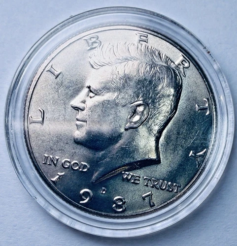 1987-D JFK GEM BU Half Dollar  ~ From Mint Set ~ In AirTite Capsule ~ Nice ~Y34