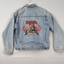 Vintage 90s Taz Tasmanian Devil Denim Jean Jacket Medium Looney Tunes 1998