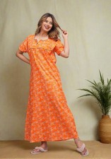 Women Cotton Free Size Nighty Indian Printed Nightwear Sleepwear Night Gown Maxi