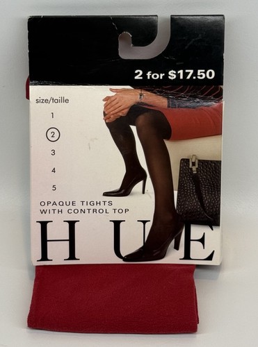 HUE Opaque Tights Control Top Apple Red Size 2 New