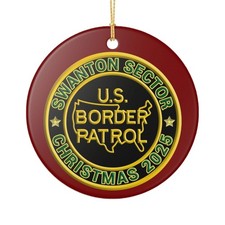 SWANTON SECTOR BORDER PATROL BPA 3" CERAMIC CHRISTMAS ORNAMENT MADE IN THE USA S