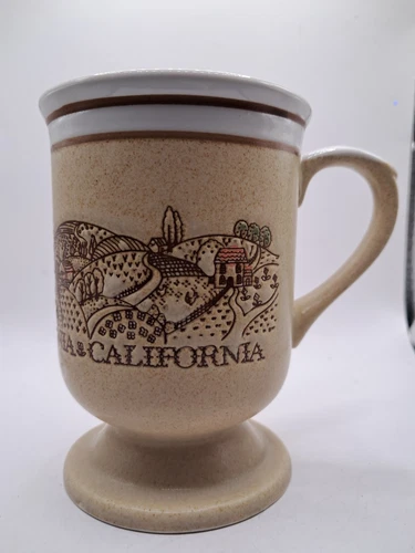 Vintage California Countryside Farms Crops Stoneware Coffee Mug Tea Cup Otagiri