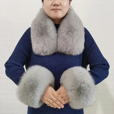 Winter 100 Real Fox Fur Collar Scarf Women jacket Collar Unisex Scarves Wraps