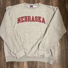 Nebraska Spell Out Champion Brand Crewneck College Sweatshirt Size XL