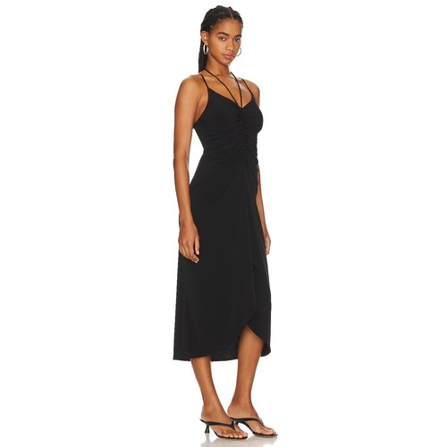 Lanston Black Ruched Midi Dress Double Strap Size S NWT - Picture 9 of 12