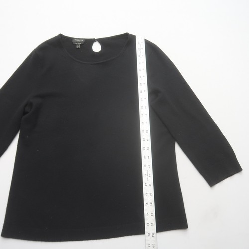 Talbots Pure Cashmere Womens Sweater Large Petite LP Black 3/4 Sleeve Pullover - Picture 7 of 8
