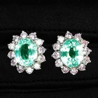 Bluish Green Paraiba Tourmaline 7.85Ct 925 Sterling Silver White Gold Earrings