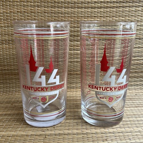 Pair Of 144th Kentucky Derby Mint Julep Glasses 2018 Justify Triple Crown Winner - Picture 1 of 11