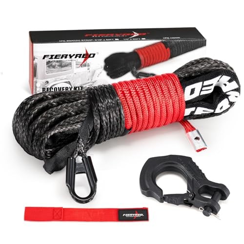  3/16inch 50FT 8500LBS Synthetic Winch Rope Cable Kit with Forged 3/16inx50ft
