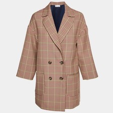 RED Valentino Multicolor Houndstooth Jacquard Double Breasted Coat S