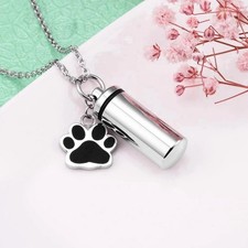 Titanium Steel Urn Pendant Cylindrical Pet Memorial Ashes Necklace Perfume