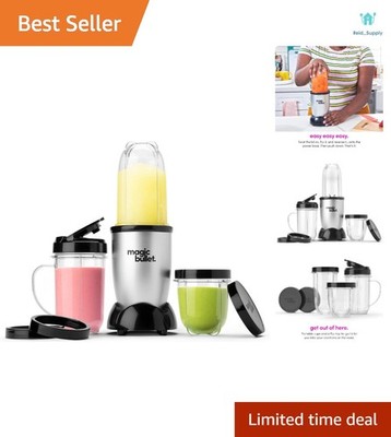 High-Speed 11-Piece Silver Blender with Cross-Blade & Whipping Capabilities