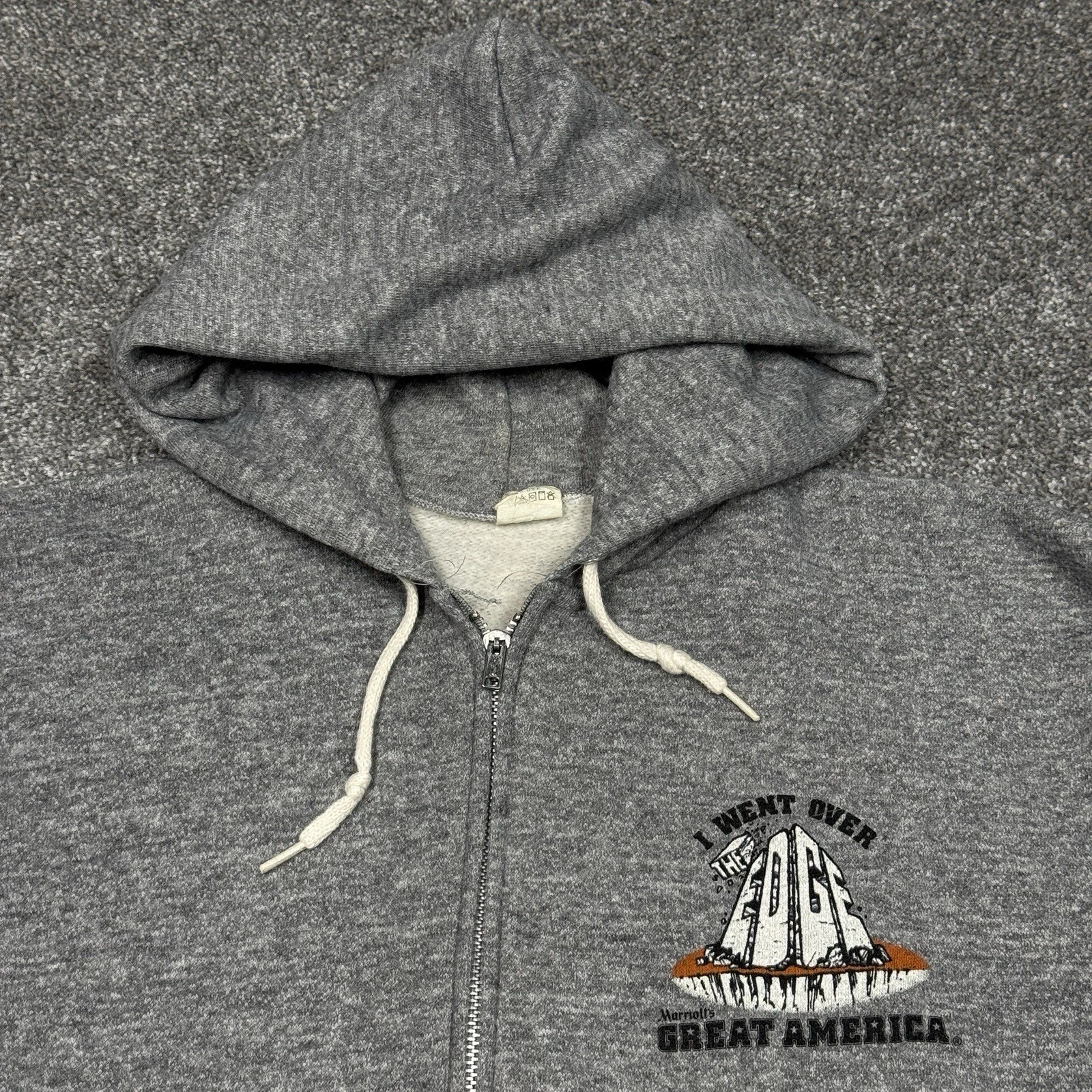Great America Sweatshirt Men Small Gray Vintage 80s Hood Zip The Edge Tri Blend