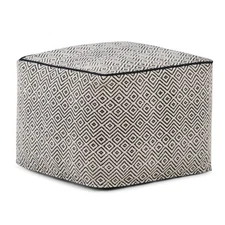SIMPLIHOME Brynn Square Pouf - 18 inch Wide Handwoven Cotton Ottoman in Patte...