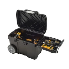 DEWALT Tool Box 15-Gal+3-Position Tray+Lockable+2-Wheels+Telescopic Pull Handle
