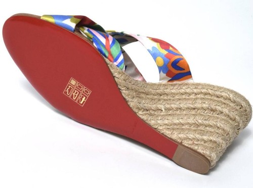 Sandali espadrillas Christian Louboutin Dispo Zeppa 85 con zeppa in raso floreale taglia 37 - Foto 6 di 9