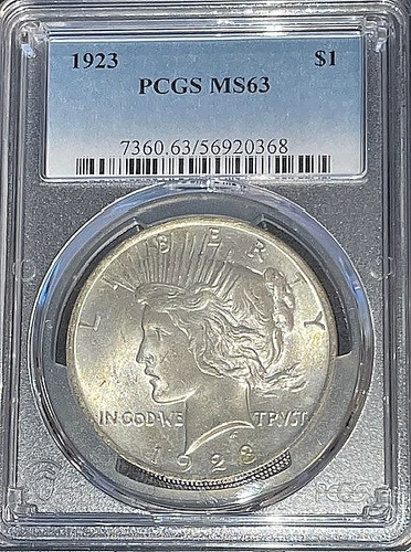 1923-P (Philadelphia) Peace Silver $1 Dollar - Nice Coin - #D228 - PCGS MS63