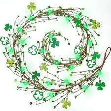 Timer - Lighted St Patricks Day Garland St Patricks Day Decorations, 6 Ft Shamro