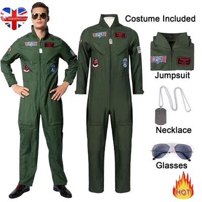 Movie Top Gun Maverick Cosplay Costume Adult Men Pilot Flight Jumpsuit Christmas