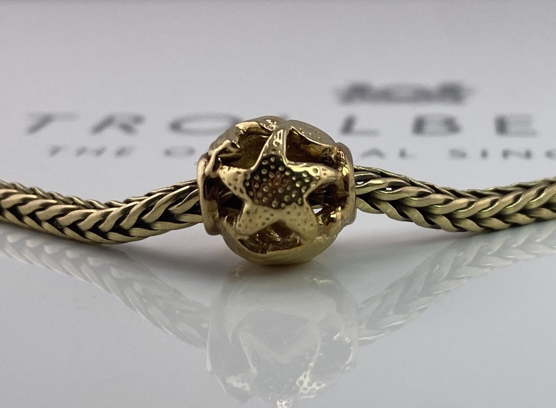 Trollbeads Ocean 18K Gold Bead - Starfish & Shells - Retired