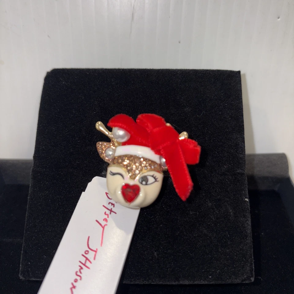 Novo em folha BETSEY JOHNSON autêntico anel elástico piscando renas multicolor - Imagem 3 de 4