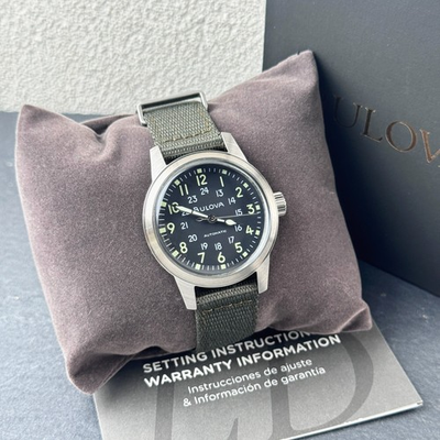 #ad #ad Bulova VWI Special Edition Automatic Black Dial Men#x27;s Hack Nylon Watch 96A259 $195.44