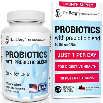 Dr. Berg Probiotic Supplement (60 Billion CFUs) - Helps Ease Occasional Const...