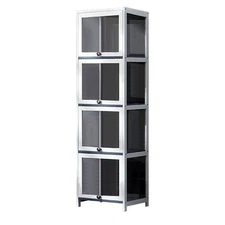 Display Cabinet with Acrylic Doors Bamboo Display Case Corner Curio Cabinets