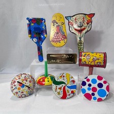 Vtg Tin Noisemakers Party New Years Metal Rattlers US Metal Toy Kirchhof