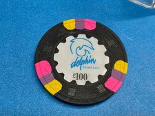 $100——-DOLPHIN CRUISE 🚢 LINE———CRUISE SHIP CASINO CHIP-——Z-3742