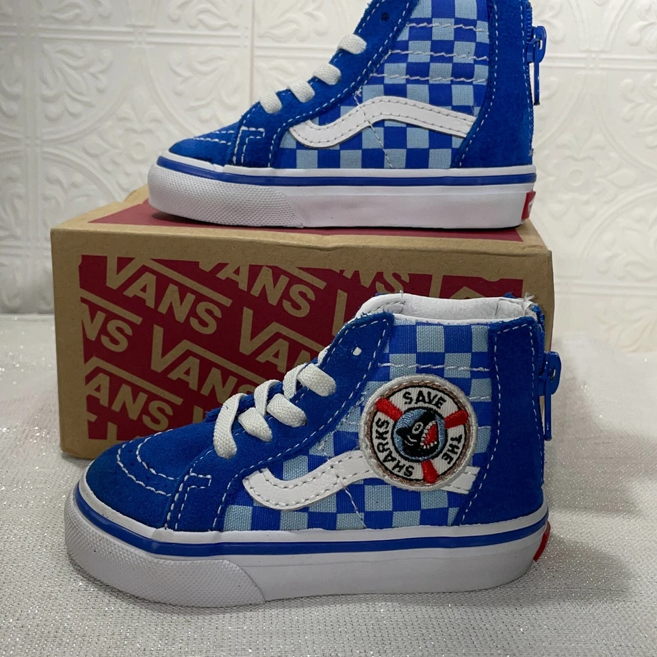 Vans Niños Sk8-Hi Bebé Tiburón VN0A4BV1V3V Azul Blanco Zapatos con Cordones Talla US 5 Foto 3 de 4