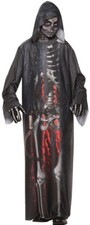 Grim Reaper Robe Child Costume Photo Print Realistic Skeleton Black Halloween