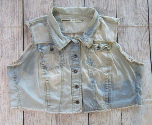 Dollhouse Distressed blau Denim Cropped Weste Jacke Damen Plus Größe 3X