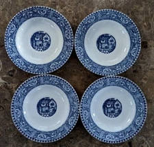 Homer Laughlin Saucers Shakespeare  Blue Scroll  Set of 4 Nice