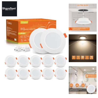 Tomosu LED recessed spotlight 230V flat, LED spot 5W 450LM, IP44 recessed lights...