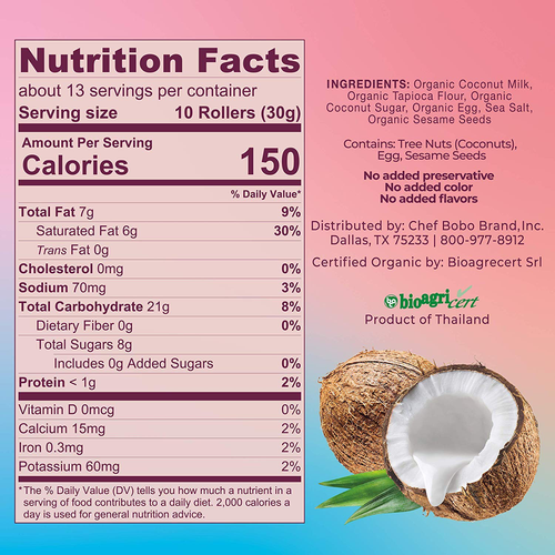 AVA Organics Organic Original Coconut Crispy Rollers 14.1 oz - Picture 6 of 7