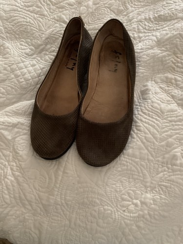 FS/NY Italy Ballerinas niedriger Keilabsatz/ braun schimmerndes Leder | Gr. 7,5 Damenschuhe - Bild 1 von 2