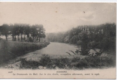 Old postcard - Soissons - La Promenade du Mail. Right bank, German occupation 
