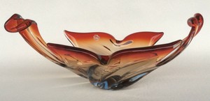 Schale Obstschale Konfektschale Murano Sky Transparent Gelb Rot L 45 cm Traumhaft Handgeformte Schale